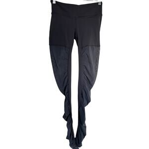 Alo Yoga Gray Mixed Mesh Leggings Sheer Ruched Seaming Small
